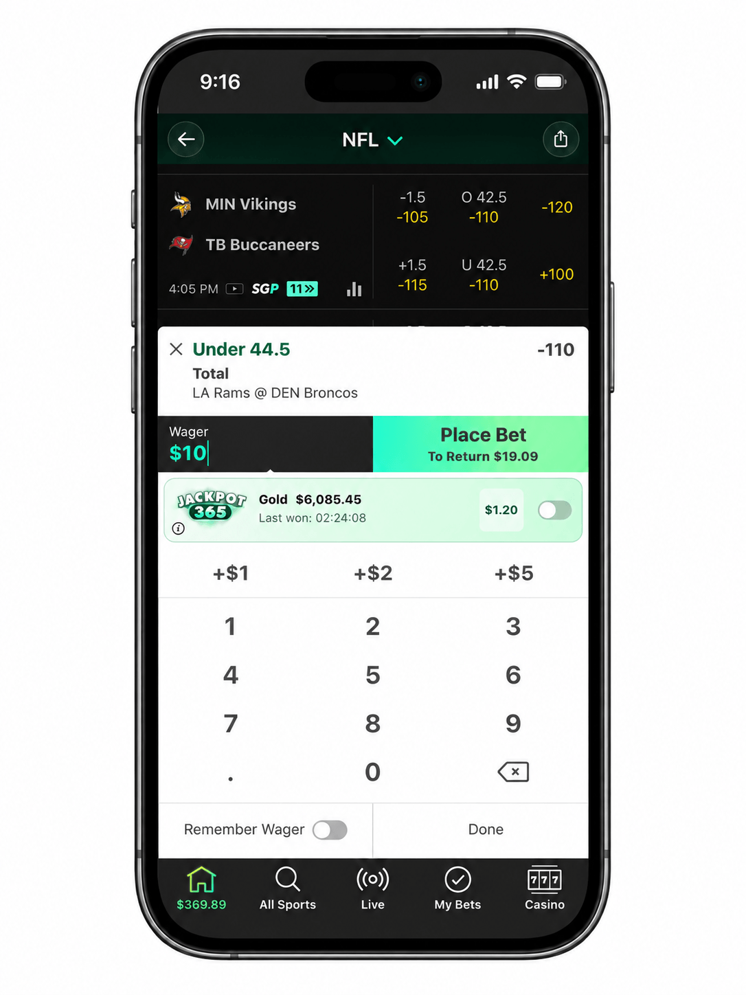 bet365 NFL bet